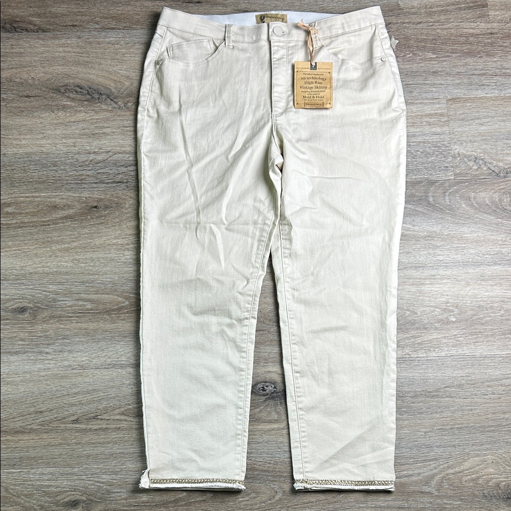 Democracy “Ab” Technology High Rise Vintage Skinny Cream Jeans Size 16
